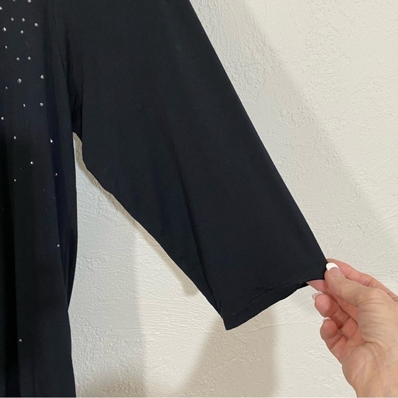 KAREN KANE - DARK BLACK BLOUSE ADORNED WITH TINY SEQUINS, 2 LAYERED- EXC COND B5 - Picture 5 of 15